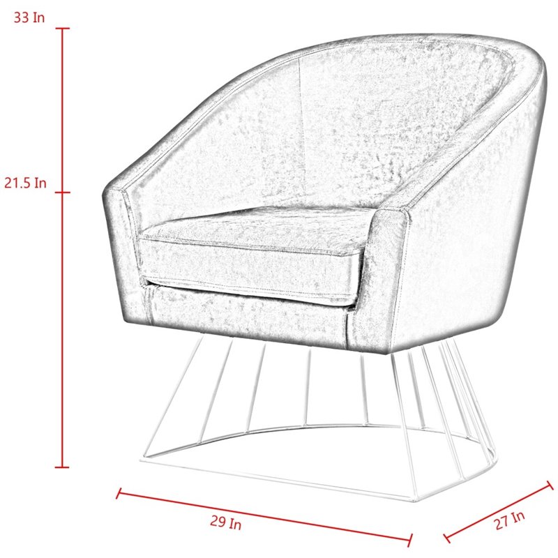 Maklaine Tufted Velvet Barrel Back Accent Chair in Gray/Chrome