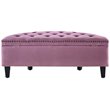 Maklaine Velvet Upholstered Half Moon Storage Ottoman in Mauve