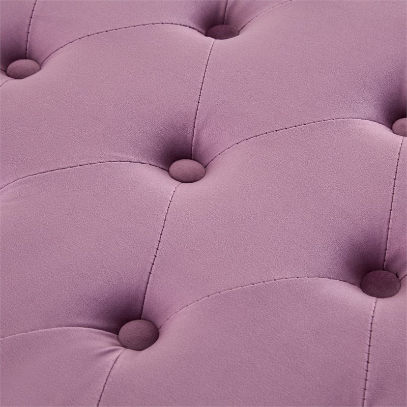 Maklaine Velvet Upholstered Half Moon Storage Ottoman in Mauve
