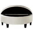 Maklaine Linen Fabric Half Moon Storage Ottoman in Cream/White