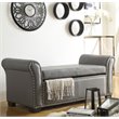 Maklaine Faux Leather Storage Bench with Nail Head Trim in Gray