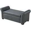 Maklaine Faux Leather Storage Bench with Nail Head Trim in Gray