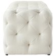 Maklaine Modern Button-Tufted Linen Fabric Bench in Cream/White