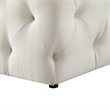 Maklaine Modern Button-Tufted Linen Fabric Bench in Cream/White