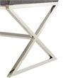 Maklaine Velvet and Stainless Steel Base Ottoman in Gray/Chrome