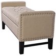 Maklaine Linen Fabric Storage Bench with Nailhead Trim in Beige