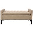 Maklaine Linen Fabric Storage Bench with Nailhead Trim in Beige