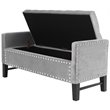 Maklaine Tufted Velvet Storage Bench with Nailhead Trim in Gray