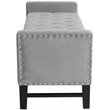 Maklaine Tufted Velvet Storage Bench with Nailhead Trim in Gray