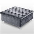 Maklaine Velvet Square Storage Ottoman with Lucite Legs in Gray
