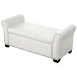 Maklaine Faux Leather Storage Bench with Nail Head Trim in Ivory