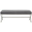Maklaine Velvet Upholstered Bench with Stainless Steel Legs Gray