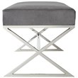 Maklaine Velvet Upholstered Bench with Stainless Steel Legs Gray