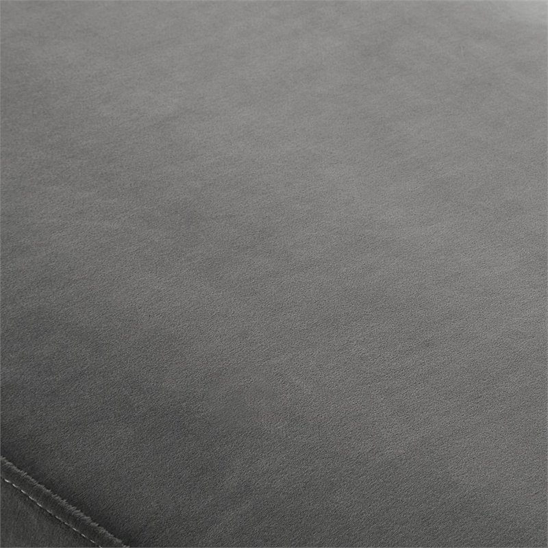 Maklaine Velvet Upholstered Bench with Stainless Steel Legs Gray