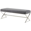 Maklaine Velvet Upholstered Bench with Stainless Steel Legs Gray