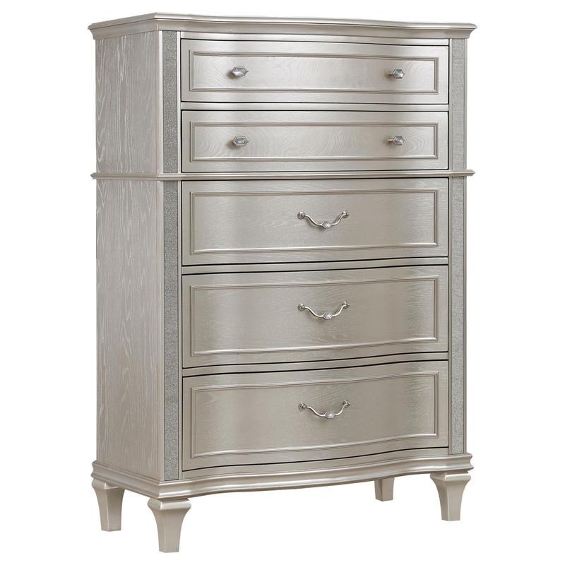 Maklaine 6-Drawer Contemporary Wood Chest in Silver Oak Finish