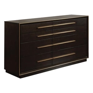 Maklaine Elegant 8-drawer Modern Wood Dresser in Brown Finish