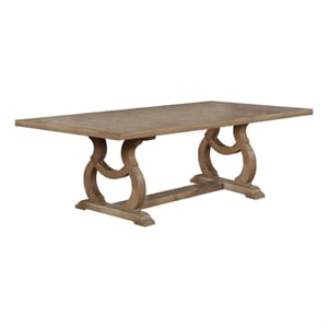Maklaine Modern Wood Cove Trestle Dining Table in Barley Brown