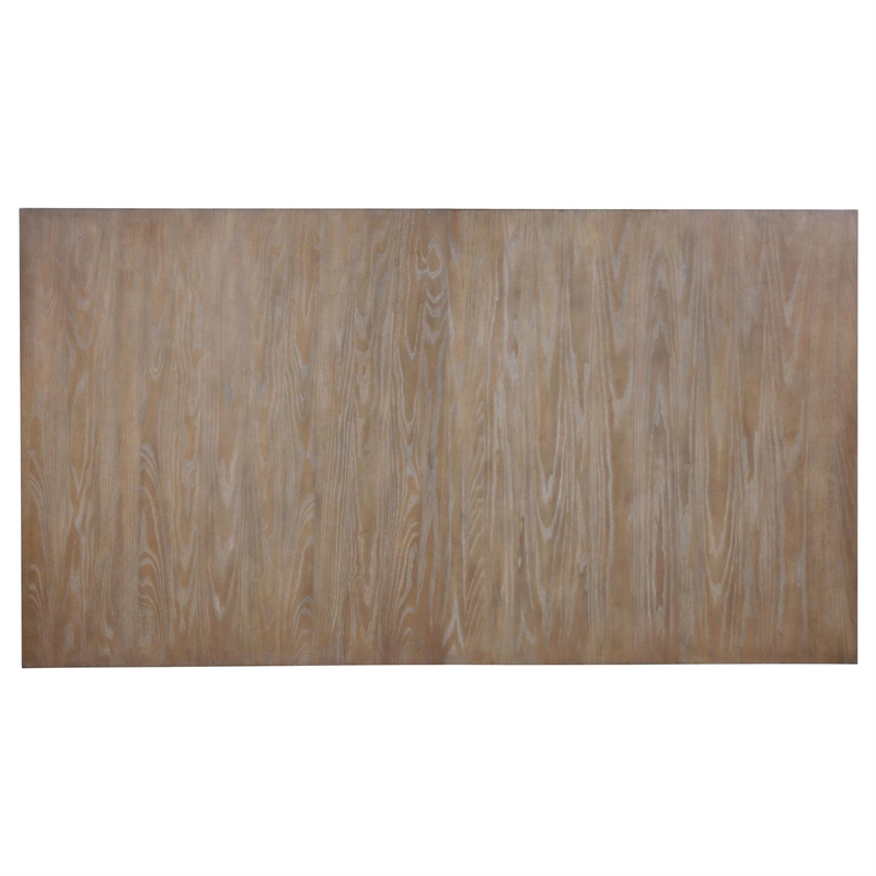 Maklaine Modern Wood Cove Trestle Dining Table in Barley Brown