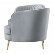 Maklaine Modern Upholstered Velvet Sofa with Camel Back in Gray