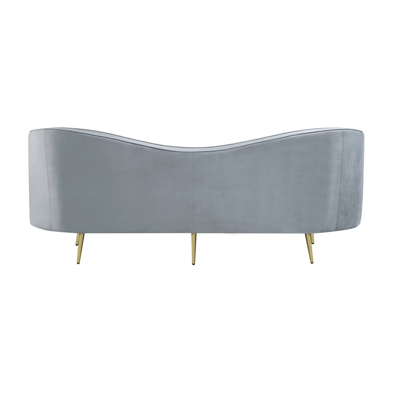 Maklaine Modern Upholstered Velvet Sofa with Camel Back in Gray