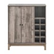 Maklaine Modern 2-door Wood Wine Cabinet with Stemware Rack Gray