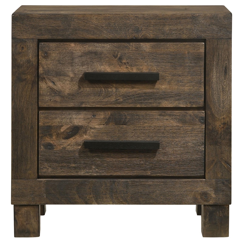 Maklaine 2-drawer Farmhouse Wood Nightstand Rustic Golden Brown