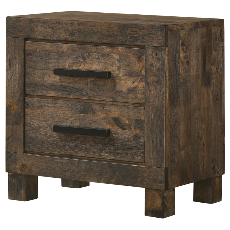 Maklaine 2-drawer Farmhouse Wood Nightstand Rustic Golden Brown
