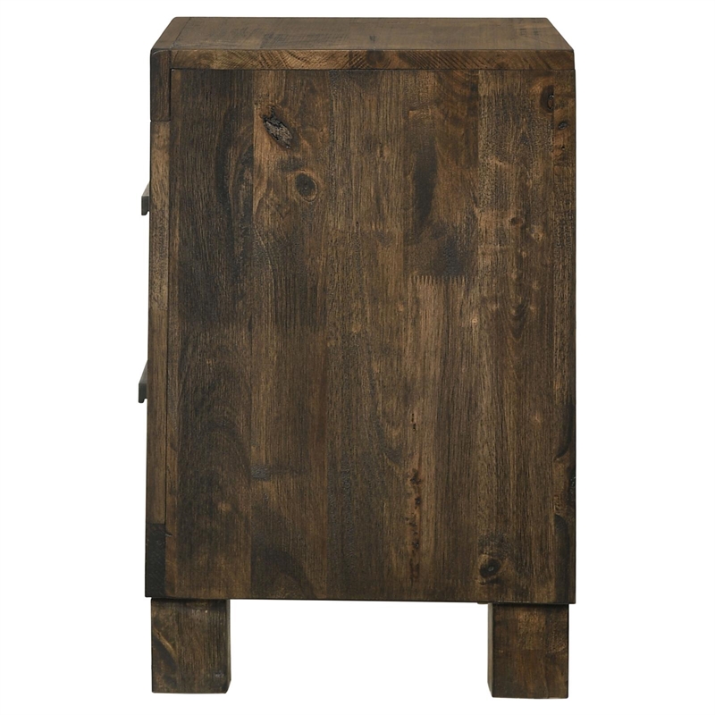 Maklaine 2-drawer Farmhouse Wood Nightstand Rustic Golden Brown