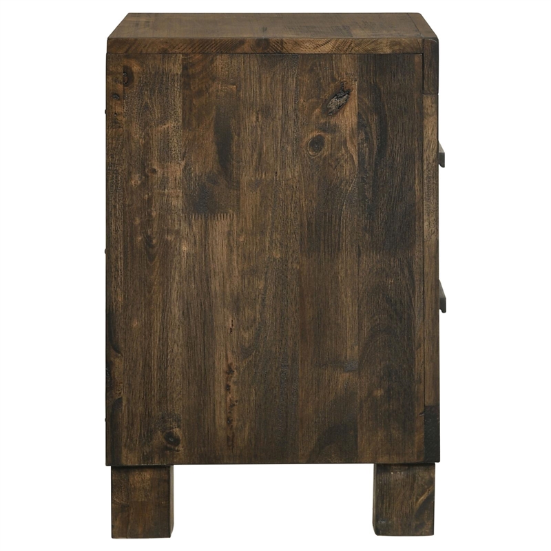 Maklaine 2-drawer Farmhouse Wood Nightstand Rustic Golden Brown