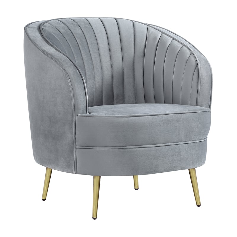 Maklaine 3-Piece Contemporary Velvet Camel Back Sofa Set in Gray