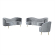 Maklaine Velvet Gray Sofa Set Rectangular Modern Glam 84