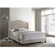 Maklaine Transitional Fabric Upholstered Camel Back Eastern King Bed Beige