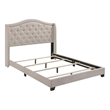Maklaine Transitional Fabric Upholstered Camel Back Eastern King Bed Beige