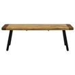 Maklaine Wood Rectangular Dining Bench in Natural Mango and Black