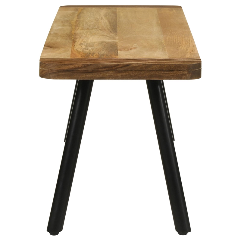 Maklaine Wood Rectangular Dining Bench in Natural Mango and Black