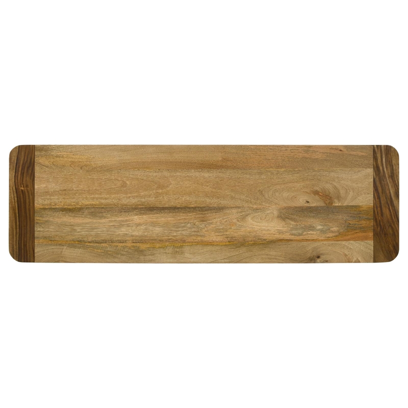 Maklaine Wood Rectangular Dining Bench in Natural Mango and Black