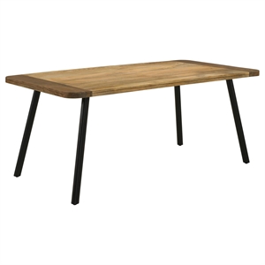 Maklaine Wood Rectangular Dining Table in Natural Mango and Black