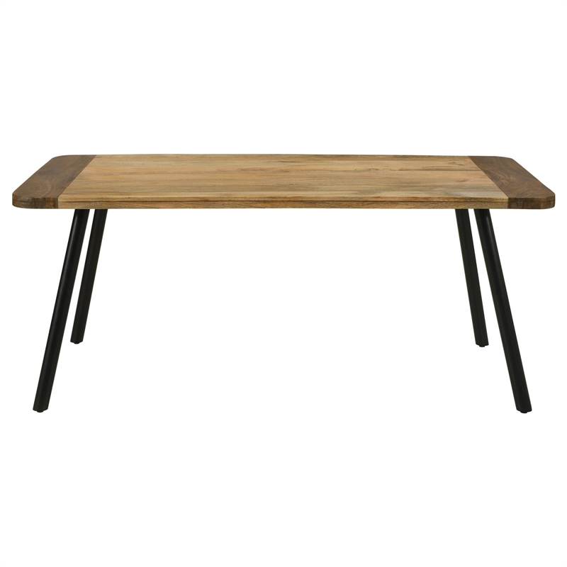 Maklaine Wood Rectangular Dining Table in Natural Mango and Black