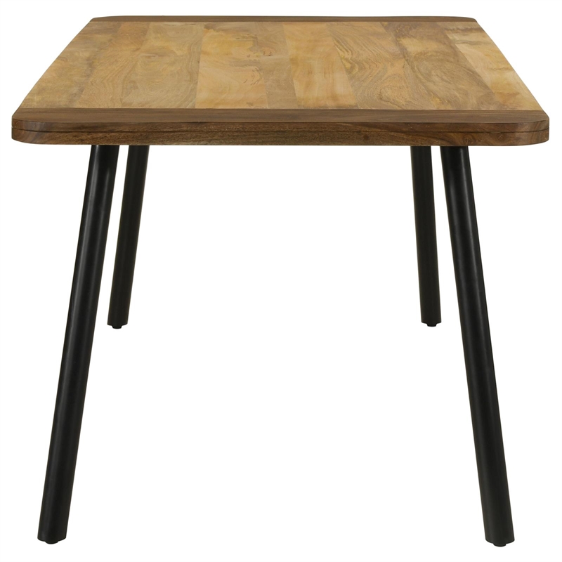 Maklaine Wood Rectangular Dining Table in Natural Mango and Black