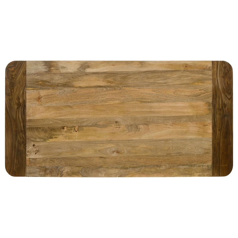 Maklaine Wood Rectangular Dining Table in Natural Mango and Black
