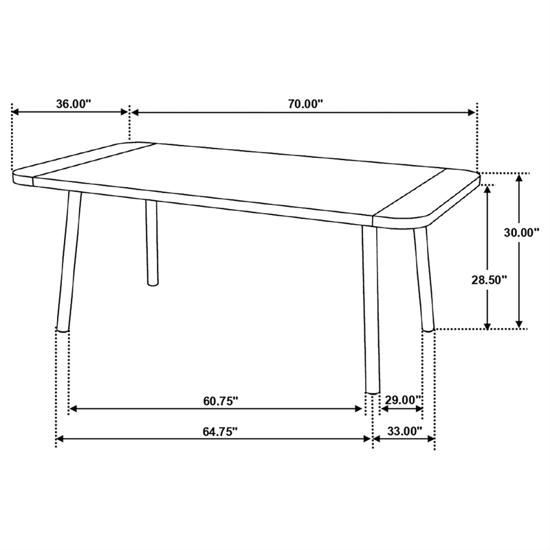 Maklaine Wood Rectangular Dining Table in Natural Mango and Black