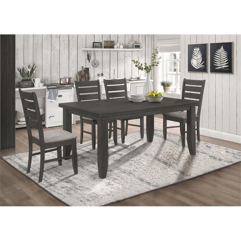 Maklaine 5-piece Transitional Wood Rectangular Dining Set in Gray