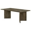 Maklaine Farmhouse Wood Rectangular Double V-Leg Dining Table Mango Brown