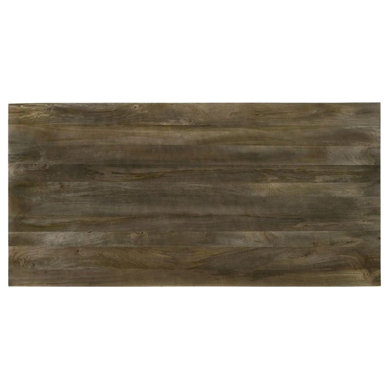 Maklaine Farmhouse Wood Rectangular Double V-Leg Dining Table Mango Brown