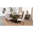 Maklaine Farmhouse Wood Rectangular Double V-Leg Dining Table Mango Brown