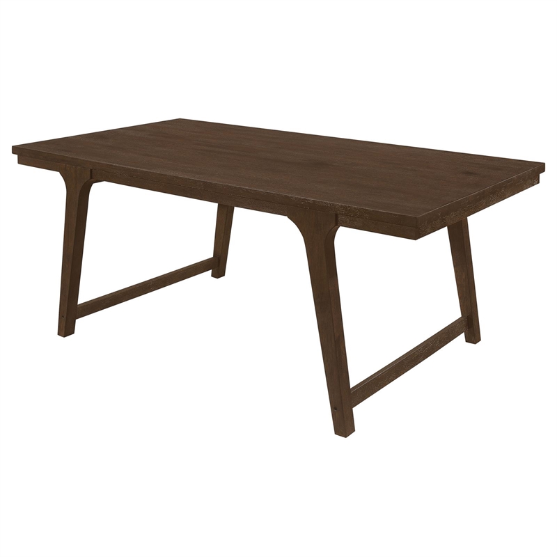 Maklaine Farmhouse Wood Rectangular Dining Table in Brown Oak
