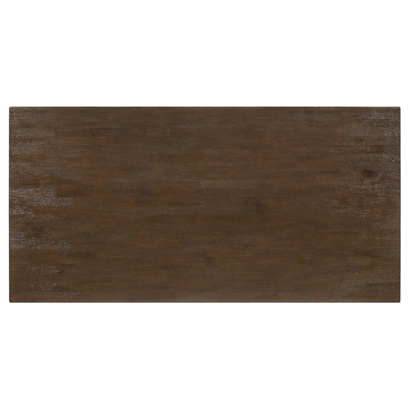 Maklaine Farmhouse Wood Rectangular Dining Table in Brown Oak
