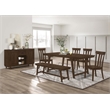 Maklaine Farmhouse Wood Rectangular Dining Table in Brown Oak
