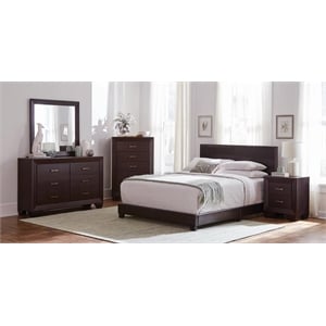 Maklaine 5-piece Wood Twin Bedroom Set in Brown and Dark Cocoa